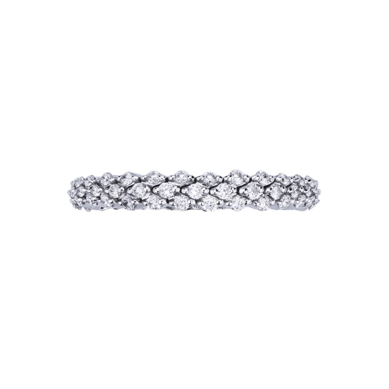 Bague triple rang en Or Blanc 18 carats avec diamants