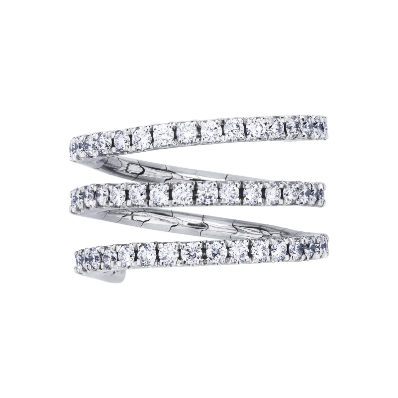 Bague spirale en or blanc et or jaune 18k avec diamant Bague spirale en or blanc et or jaune 18k avec diamant