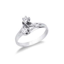 Bague contrarié en or blanc 750 avec deux diamants