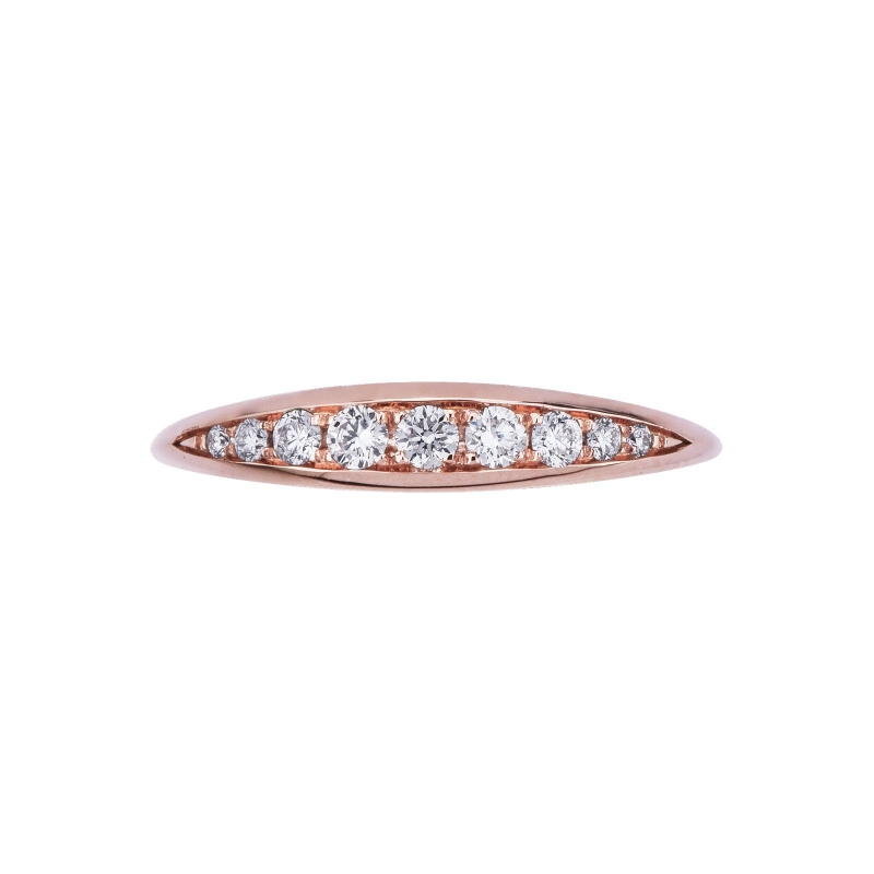 Bague en or rose 18k avec diamants en motif segmenté