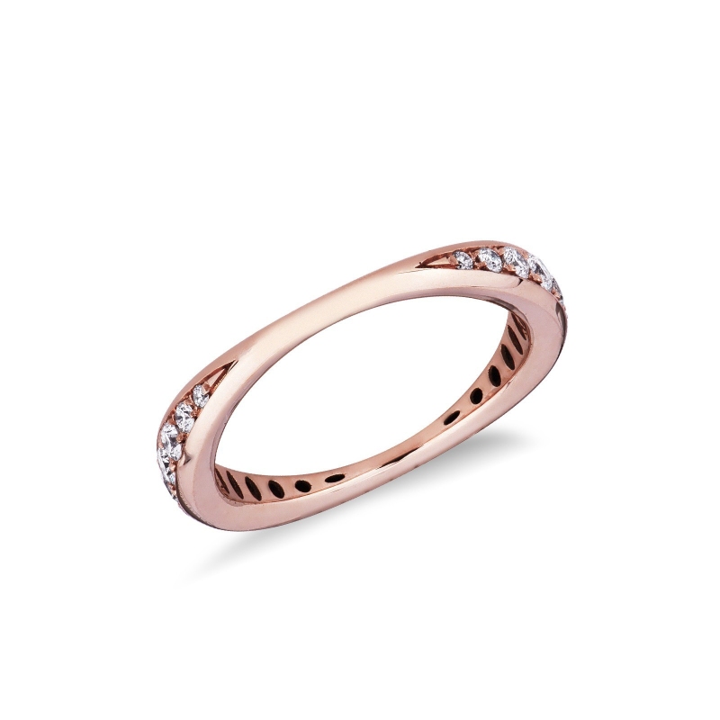 Bague en or rose 18k avec diamants en motif segmenté