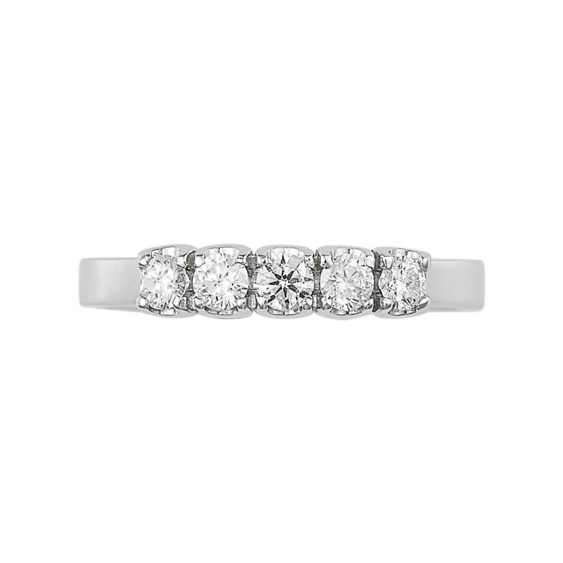 Bague à 5 pierres en or blanc 18k avec diamants Bague à 5 pierres en or blanc 18k avec diamants