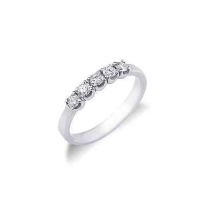Bague à 5 pierres en or blanc 18k avec diamants