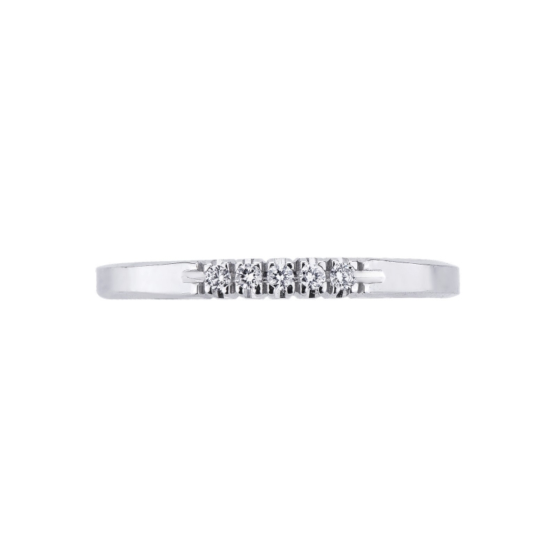 Bague demi tour en or blanc 18k et 5 diamants Bague demi tour en or blanc 18k et 5 diamants