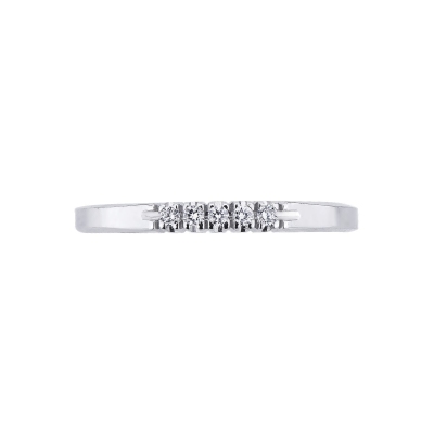 Bague demi tour en or blanc 18k et 5 diamants