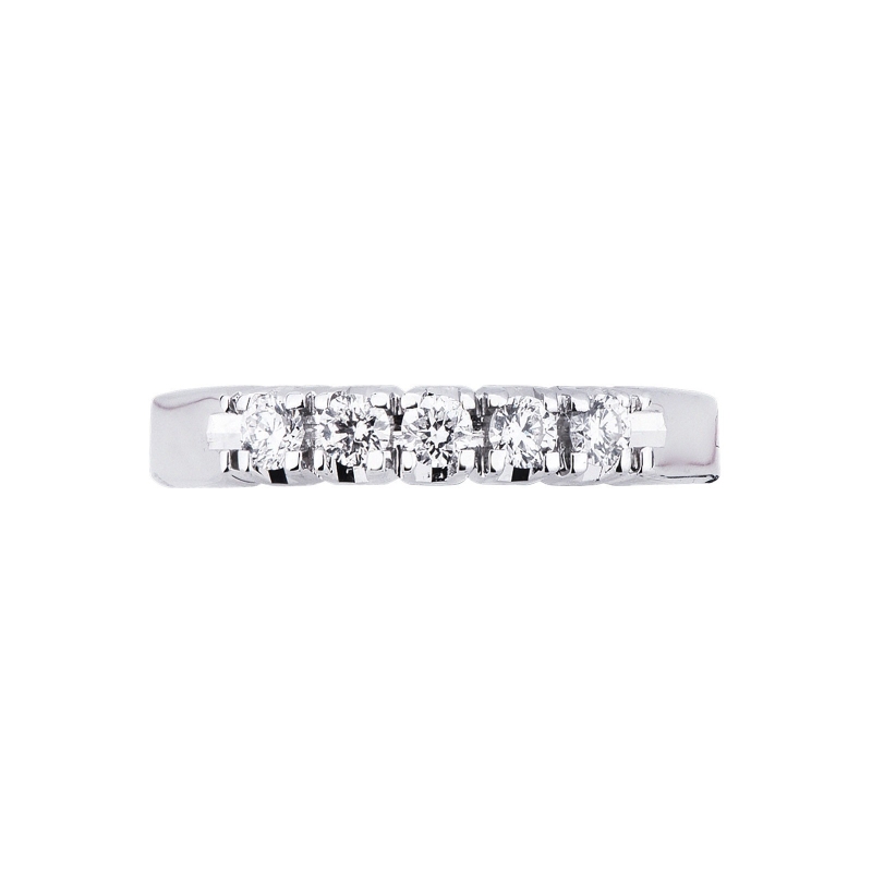 Alliance demi tour en or blanc 18k avec 5 diamants 0.25 ct Alliance demi tour en or blanc 18k avec 5 diamants 0.25 ct