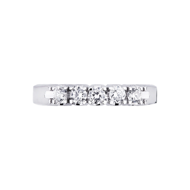Demi-alliance en or blanc 18k à 5 pierres 0.35 ct Demi-alliance en or blanc 18k à 5 pierres 0.35 ct