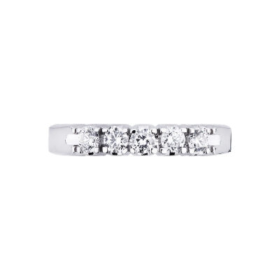 Demi-alliance en or blanc 18k à 5 pierres 0.35 ct