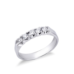 Demi-alliance en or blanc 18k à 5 pierres 0.35 ct
