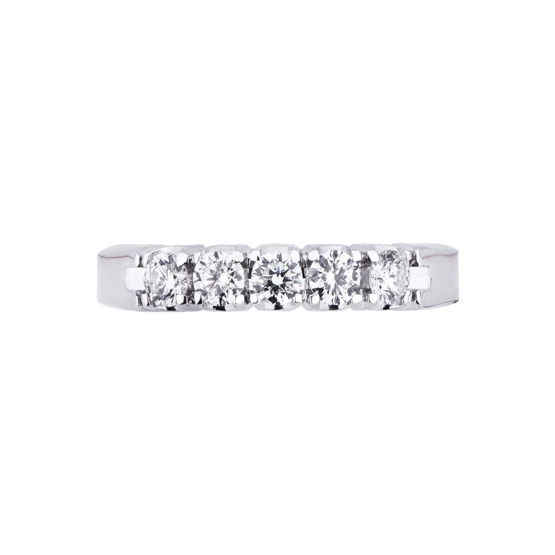 Demi alliance cinq diamants 0.40 ct et or blanc 18k Demi alliance cinq diamants 0.40 ct et or blanc 18k