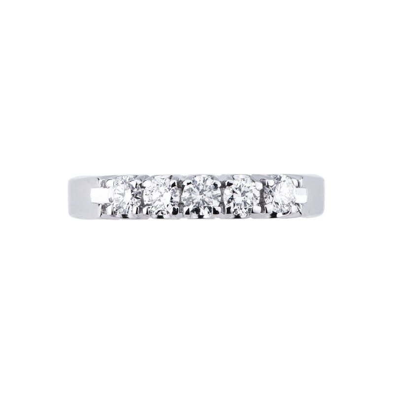 Alliance demi-tour 5 diamants 0.45 ct en or blanc 18k Alliance demi-tour 5 diamants 0.45 ct en or blanc 18k