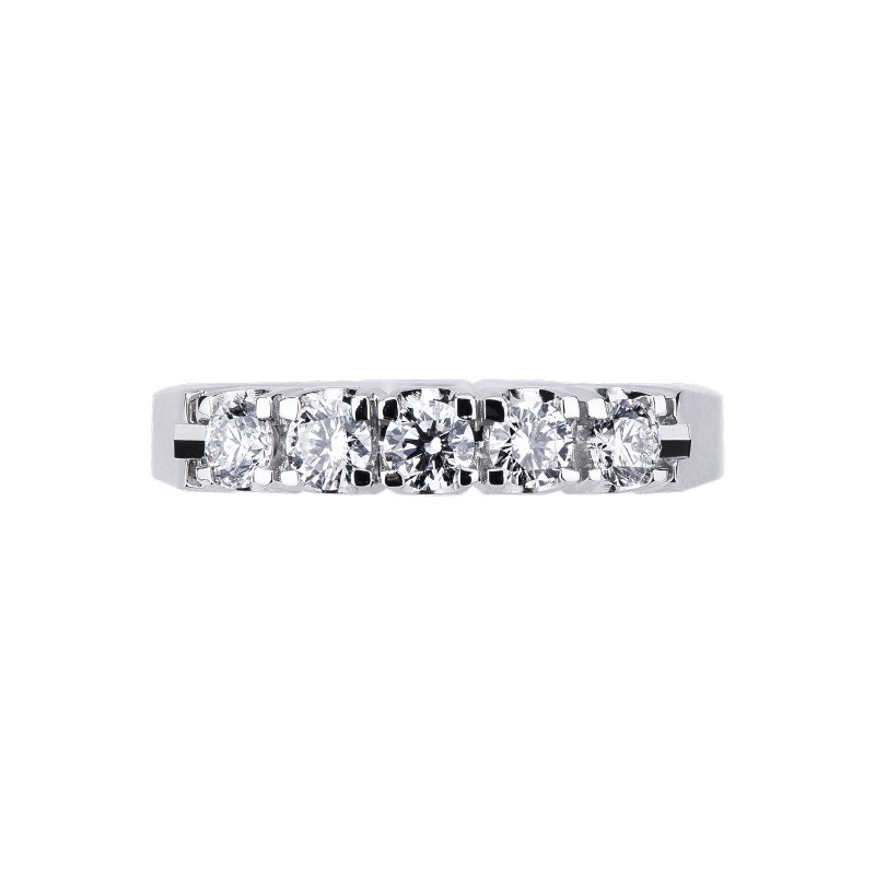 Demi alliance cinq diamants ronds 0.50 ct en or blanc 18k  Demi alliance cinq diamants ronds 0.50 ct en or blanc 18k