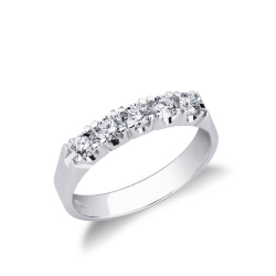 Demi alliance cinq diamants ronds 0.50 ct en or blanc 18k