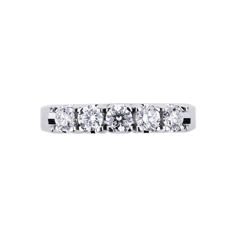Demi alliance en or blanc 18k avec 5 diamants 0.60 ct Demi alliance en or blanc 18k avec 5 diamants 0.60 ct