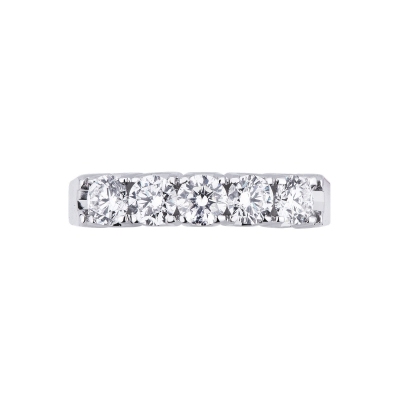Demi alliance à 5 diamants 1.00 ct en or blanc 750