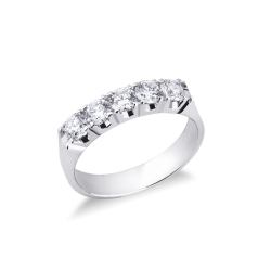 Demi alliance à 5 diamants 1.00 ct en or blanc 750