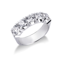 Bague 5 pierres en or blanc 18k avec diamants 2 ct