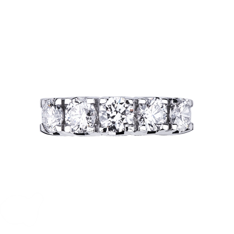 Bague 5 pierres en Or Blanc 18k ct 2,20 Bague 5 pierres en Or Blanc 18k ct 2,20