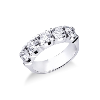 Bague 5 pierres en Or Blanc 18k ct 2,20