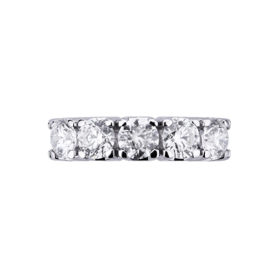 Bague Alliance 5 pierres en or blanc 18k avec diamants 2,50 ct