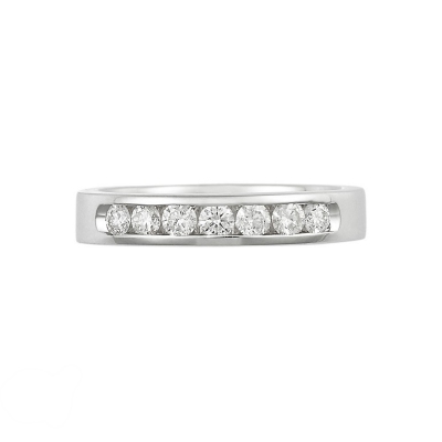 Bague à sept pierres en or blanc 18k avec diamants, carat 0,50