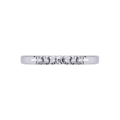 Bague demi-tour en or blanc 18k avec 7 diamants