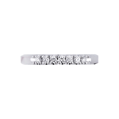 Alliance demi-tour 7 diamants 0.10 ct en or blanc 18k