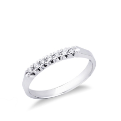 Alliance demi-tour 7 diamants 0.10 ct en or blanc 18k