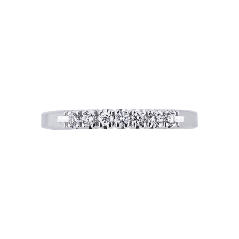 Demi alliance 7 diamants 0.15 ct en or blanc 18k 