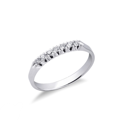 Demi alliance 7 diamants 0.15 ct en or blanc 18k 