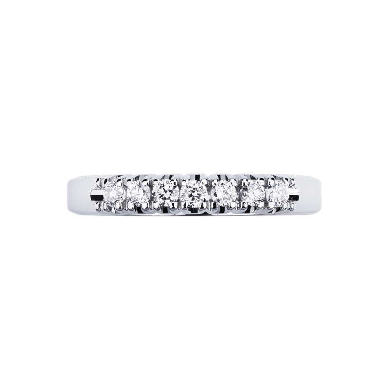 Demi alliance 7 diamants 0.20 ct en or blanc 18k