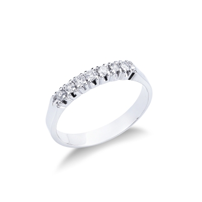 Demi alliance 7 diamants 0.20 ct en or blanc 18k