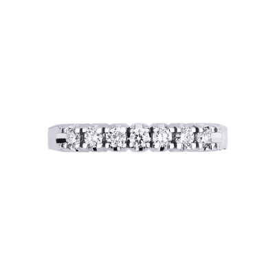 Bague demi-tour 7 diamants 0.25 ct en or blanc 18k