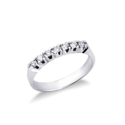 Bague demi-tour 7 diamants 0.25 ct en or blanc 18k