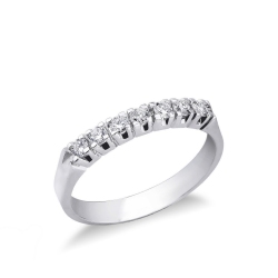 Demi-alliance or Blanc à 7 diamants 0.30 ct