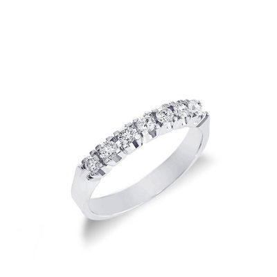Demi alliance 7 diamants et or blanc 18k