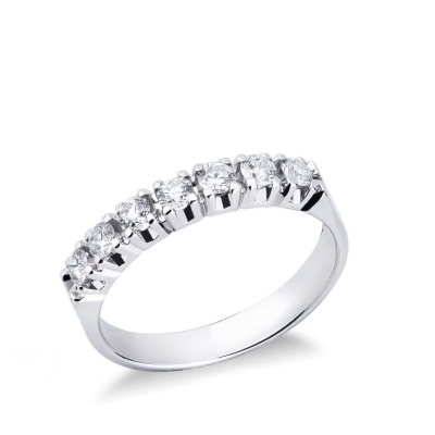 Bague demi-tour en or blanc 18k avec 7 diamants 0.50 ct