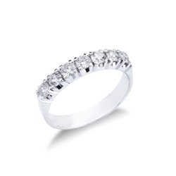 Demi-alliance or blanc 18k à 7 pierres 0.70 ct