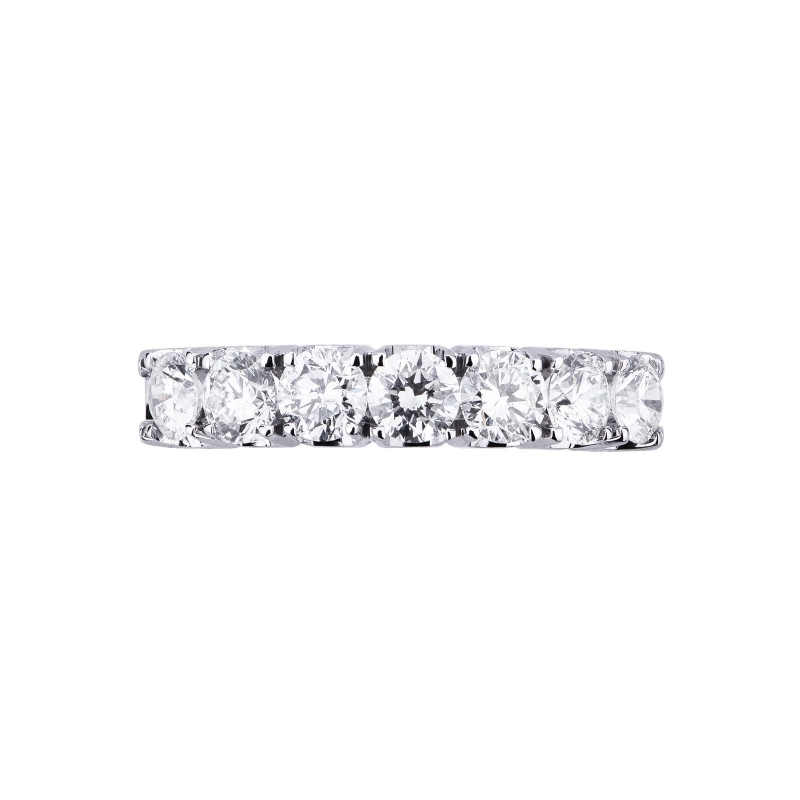 Demi alliance à 7 diamants 1.20 ct or blanc 18k