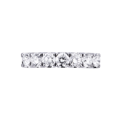 Demi alliance à 7 diamants 1.20 ct or blanc 18k