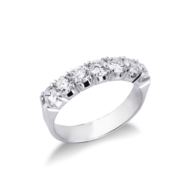 Demi alliance à 7 diamants 1.20 ct or blanc 18k