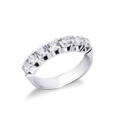 Alliance demi tour en or blanc 18k avec 7 diamants 1.40 ct