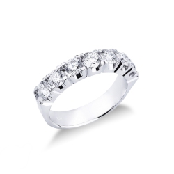 Bague demi alliance en Or Blanc 18k avec 7 Diamants ct 1.50