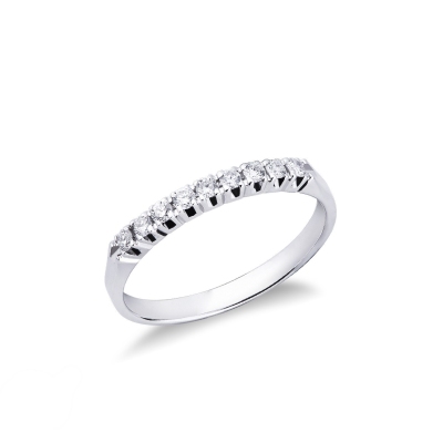 Demi-alliance 9 diamants ronds 0.20 ct en or blanc 18k 