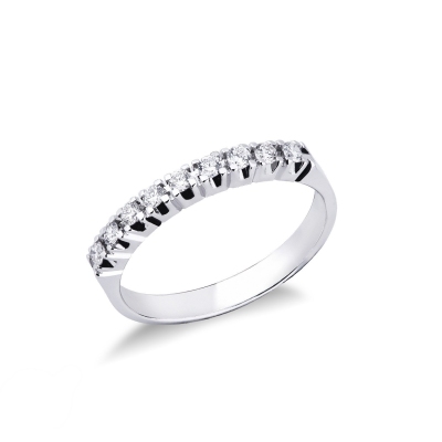 Demi-alliance 9 diamants ronds 0.25 ct en or blanc 18k 