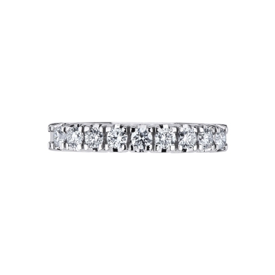 Demi alliance 9 diamants ronds 0.50 ct en or blanc 18k 