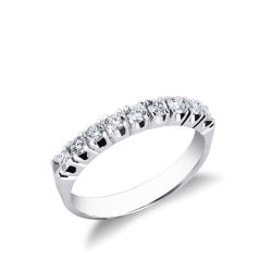 Demi alliance 9 diamants ronds 0.50 ct en or blanc 18k