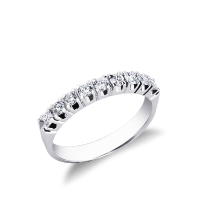 Demi alliance 9 diamants ronds 0.50 ct en or blanc 18k 