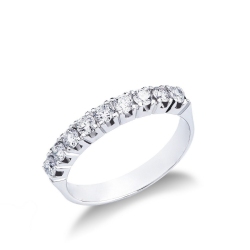Alliance Éternité à 9 Pierres en Or Blanc 18 Carats avec Diamants Naturels