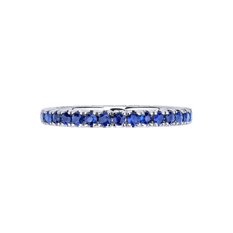 Bague Eternity or blanc 18k avec saphirs bleus 1,01 ct Bague Eternity or blanc 18k avec saphirs bleus 1,01 ct